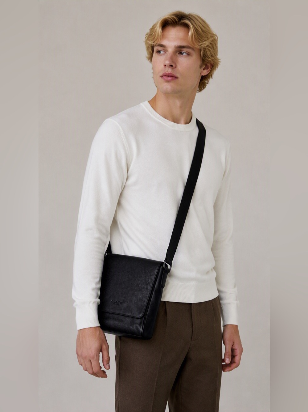 Men's Coach Black Crossbody Messenger Bag